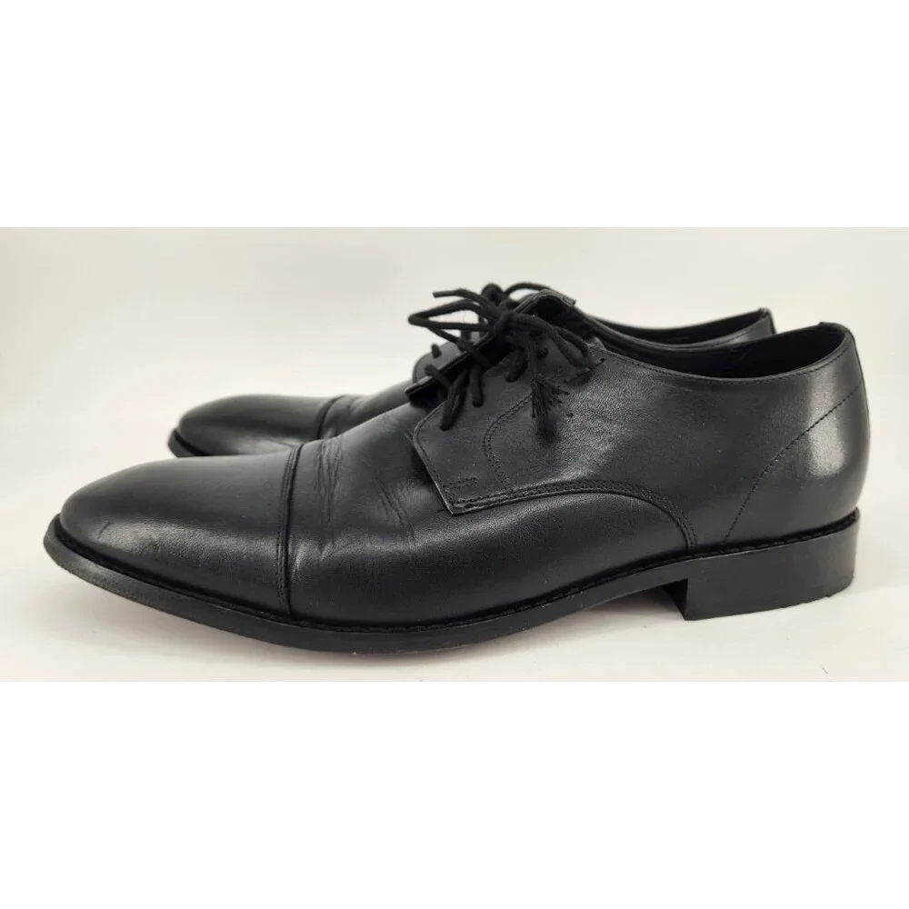 Bostonian Nantucket Dress Shoes Men's‎ 10 W Wide Cap Toe Black Leather Oxford
